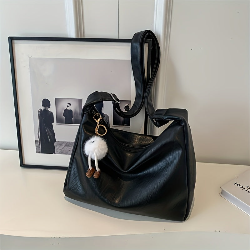 Sac Bandoulière Femme Grande Capacité – Marron Café & Noir, Sangle Réglable, Finitions Dorées, Fermeture Éclair, Design Structuré pour le Travail, le Voyage et le Quotidien