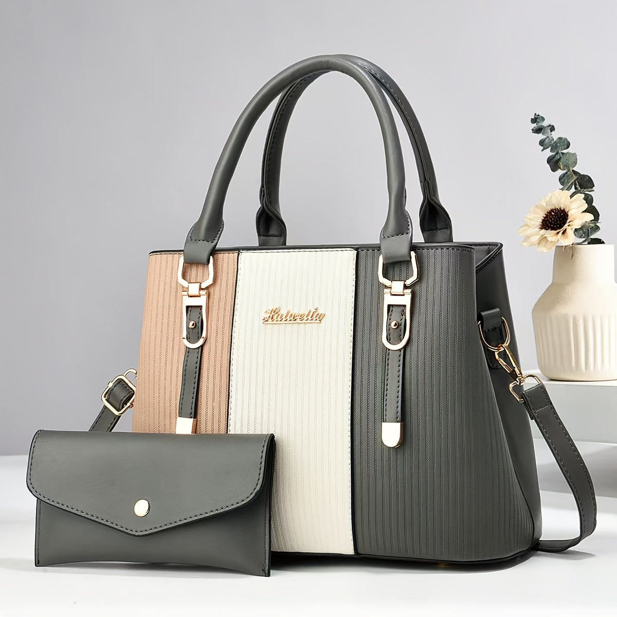 Sac Femme Élégant et Polyvalent – Grande Capacité, Texture Lettres, Couleurs Assorties