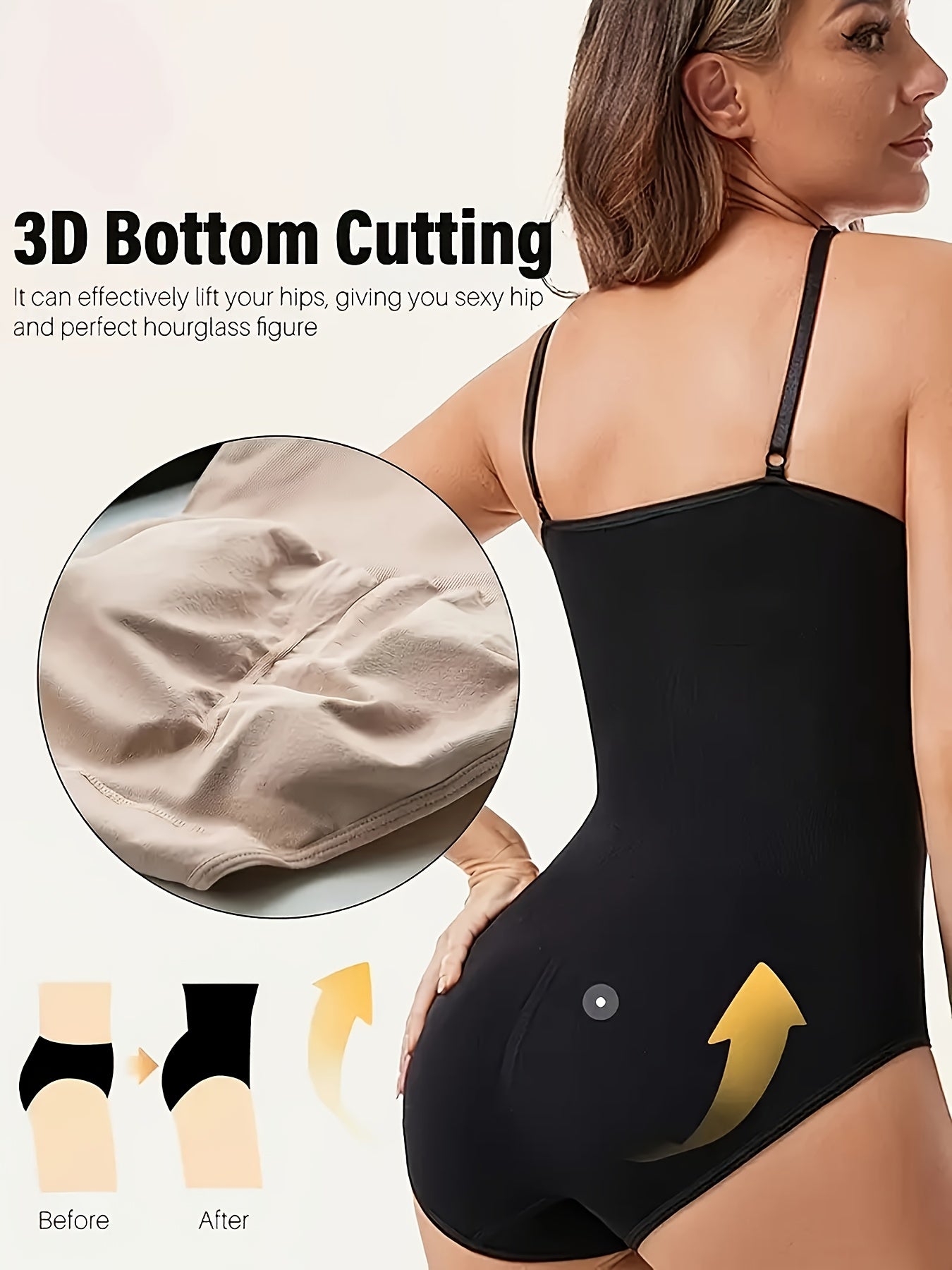 Ensemble 3 pièces de shapewear pour femmes – contrôle du ventre, design sans couture avec effet lifting des fesses, fermetures à boutons-pression, sous-vêtements sculptants élégants, ajustement confortable, slips taille haute