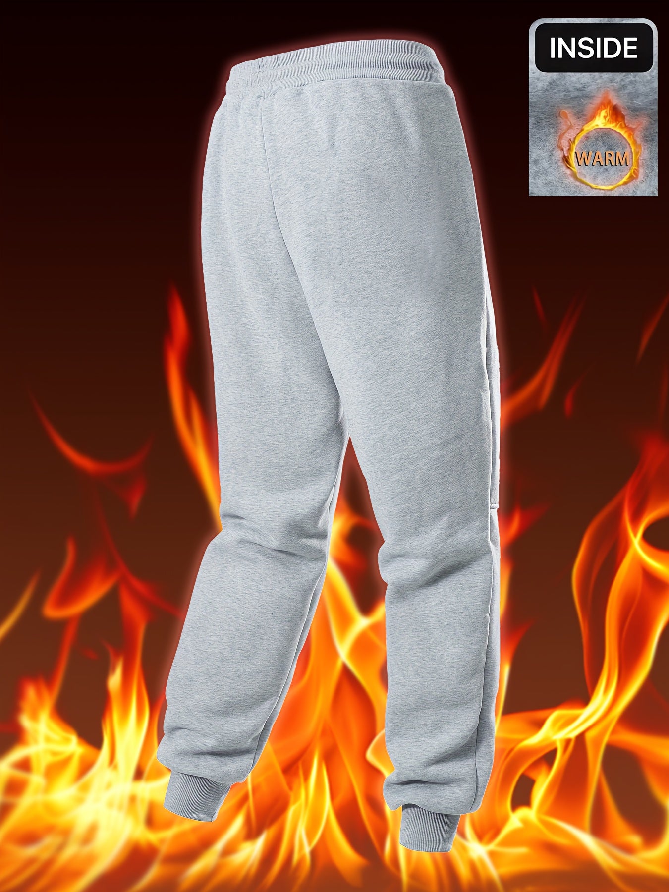 Pantalon thermique épais pour homme – taille à cordon, tissu non extensible, doublure polaire, idéal hiver, usage formel et quotidien, grande taille