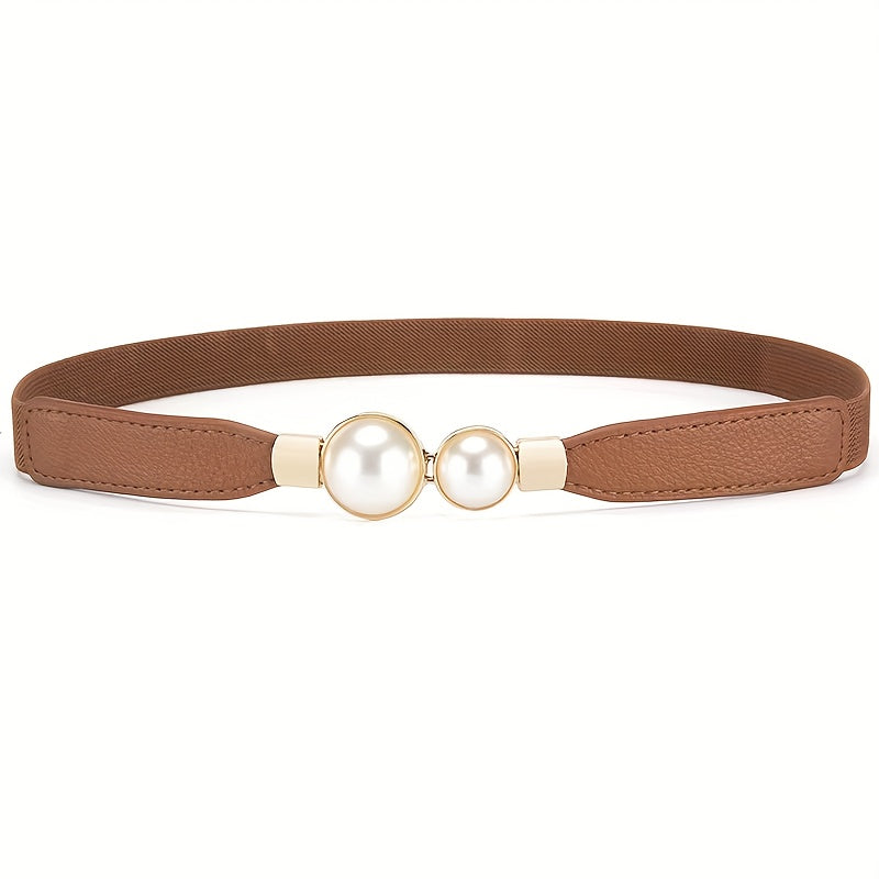 Lot de 5 ceintures élastiques vintage avec boucles assorties (printemps, chaîne, en U) – Ceinture étroite extensible pour robes, jupes et jeans, pour mariages, fêtes et usage quotidien, accessoire polyvalent pour toutes occasions