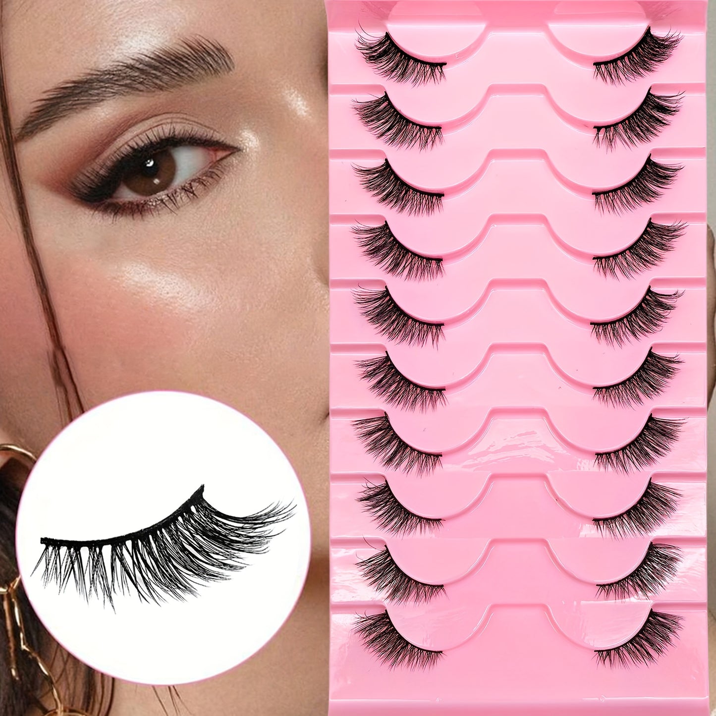 10 Paires de Demi-Cils – 5-10 mm, Cils d’Angle Wispy, Demi-Cils Naturels, Réutilisables, Faciles à Poser, Parfaits pour Toutes Occasions