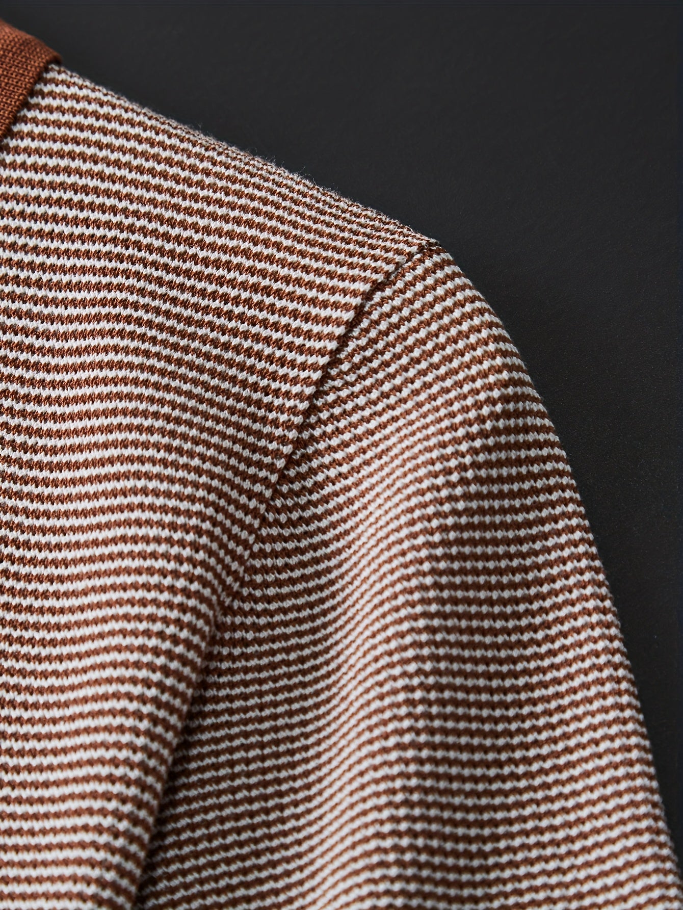 Men'S Breathable Knit Polo Shirt - Stylish & Striped Design, Short Sleeve, Lightweight, High-Quality, Perfect for Golf, Casual Wear, All-Season, Golf Apparel | Stylish Knit Shirt | Medium Stretch Fabric