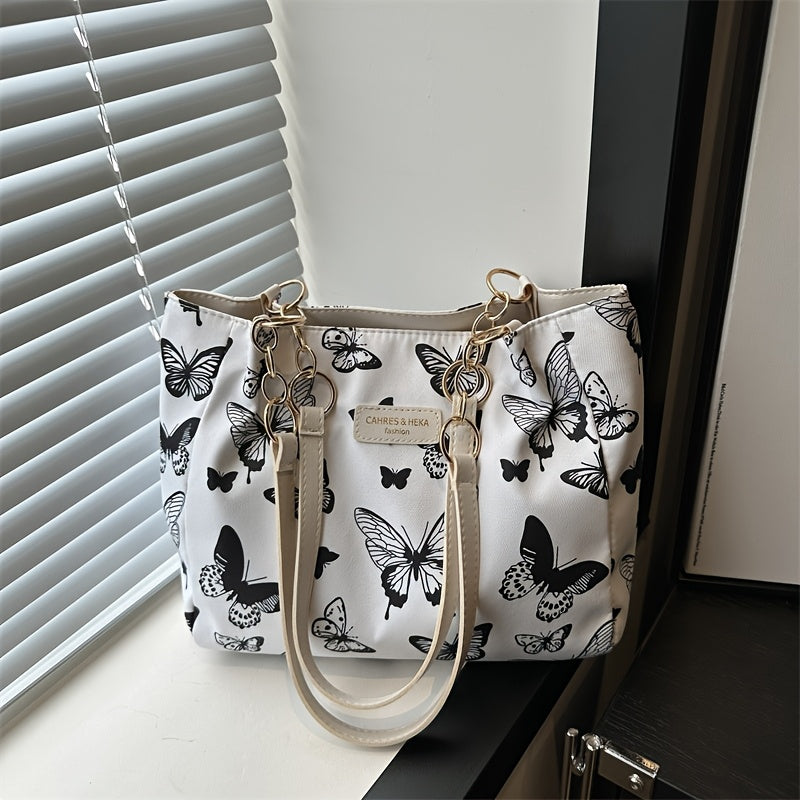 Sac Cabas Chic en Toile à Motif Floral avec Bandoulière Amovible – Spacieux et Stylé, Sac à Épaule pour Femmes, Fermeture Éclair, Motif Animal, Toile Durable | Sac Quotidien Élégant | Fermeture Éclair Sécurisée