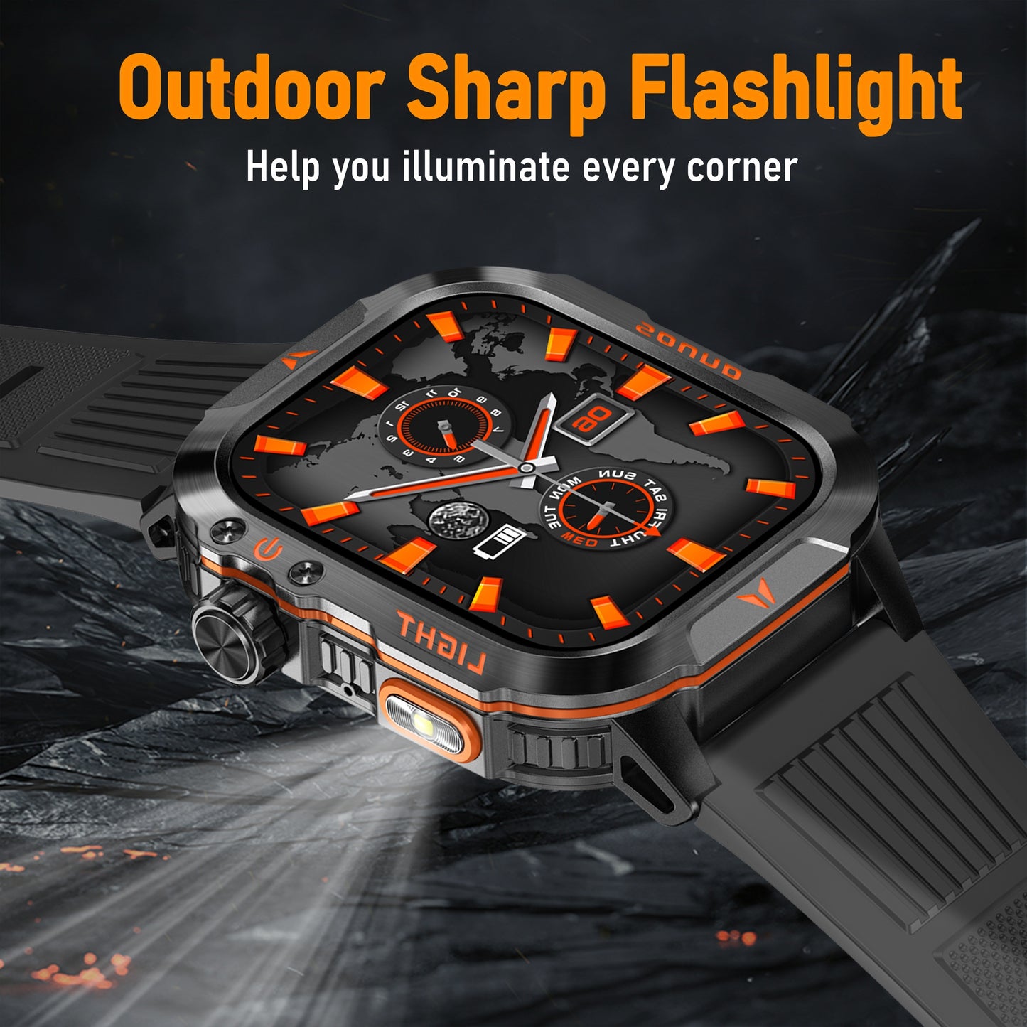 QTLJJBY Men's Smartwatch - 2.02" HD Display, Call & Text Functionality, Camo Design With Altimeter, Barometer, LED Flashlight, Sleep Tracker And 600mAh Battery - Perfect For Fitness & Outdoor Adventures