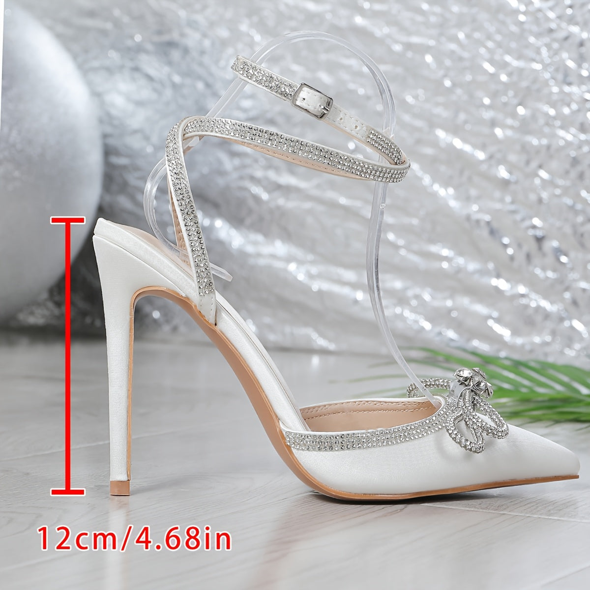 Nouveaux Escarpins Femme – Talons Aiguilles Sexy, Bout Pointu, Nœud Décoratif et Strass, Bride Cheville, Dos Nu