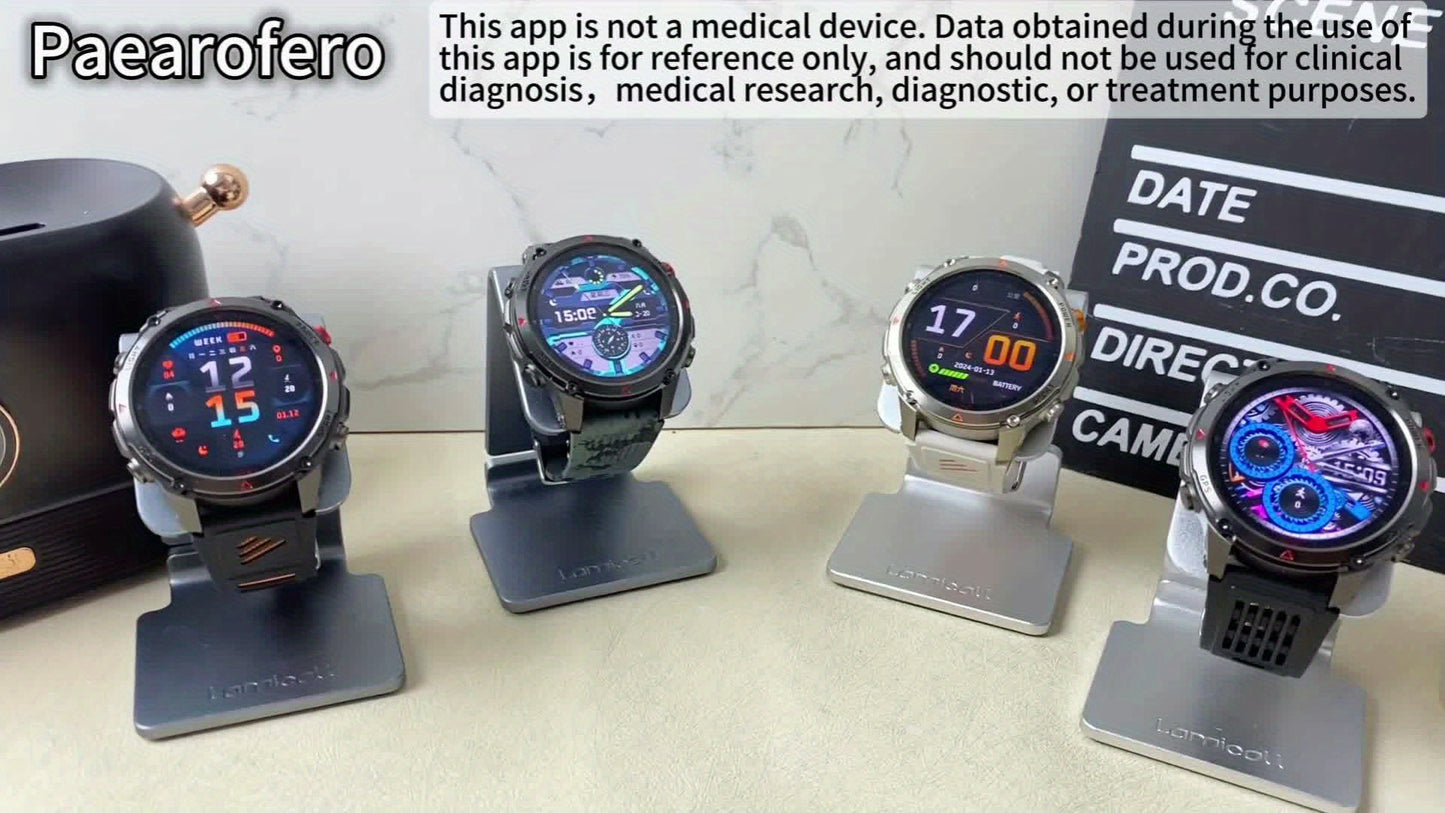 2025 new GPS smartwatch with flashlight, full touch screen, wireless calling, music playback, for iPhone/Android, equipped with GPS, compass, altimeter, barometer, calendar, calculator, calorie pedometer, fitness tracker, swi