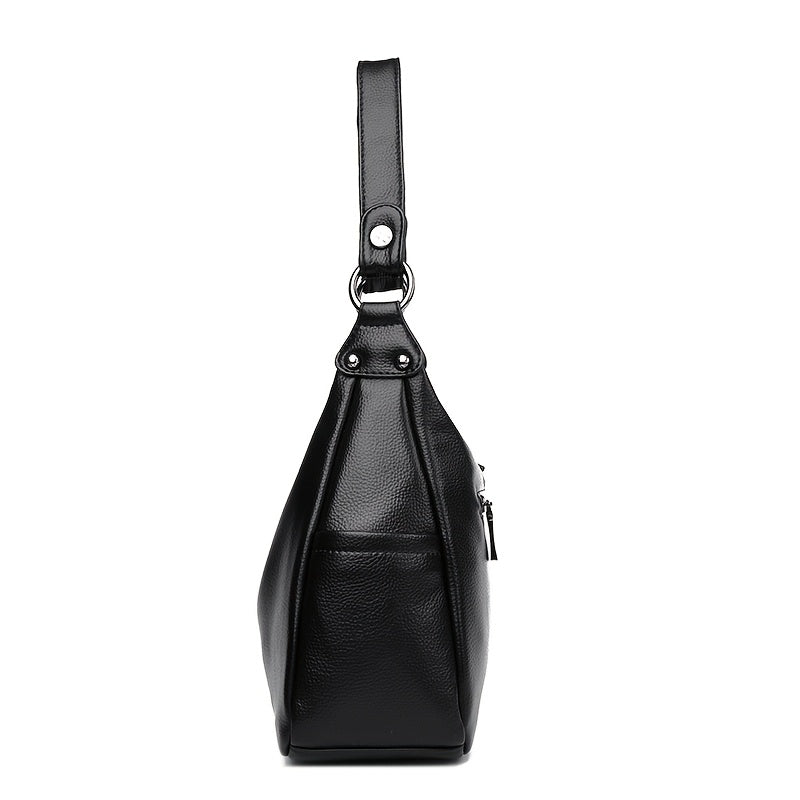 Sac à main européen/américain élégant pour femmes – couleur unie, bandoulière amovible, fermeture zippée, doublure polyester, détails peints, disponible en bordeaux et gris clair