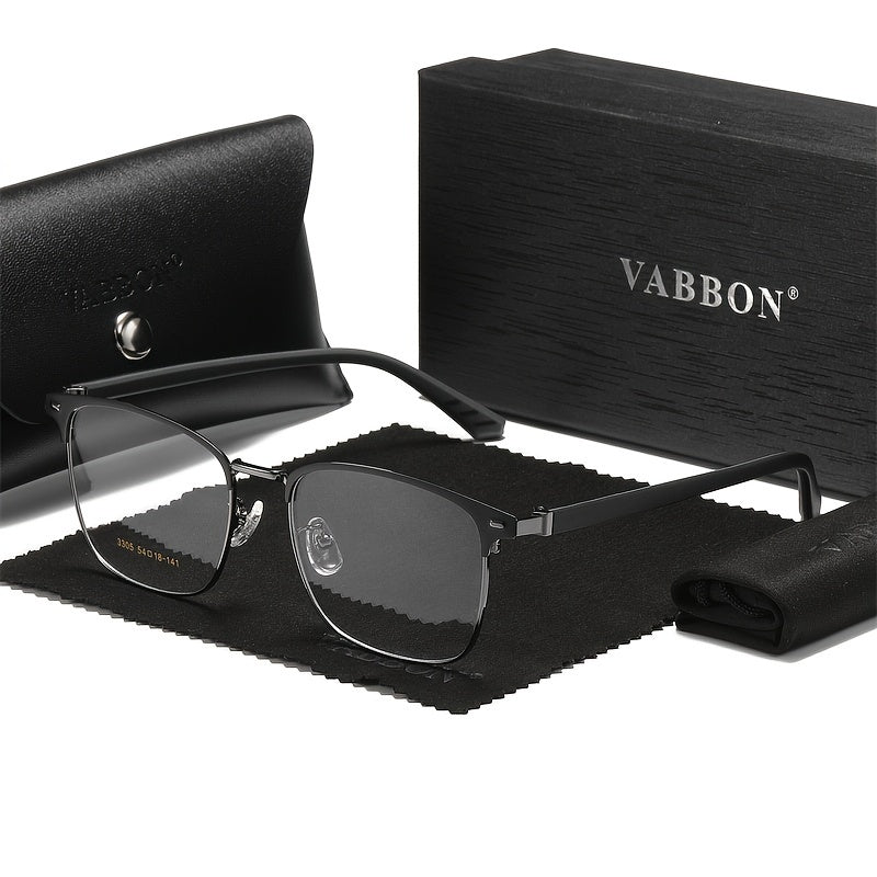 VABBON New Men's & Women's Metal-Frame Eyeglasses, a Business & Trendy Plano Eyeglasses in a Stylish Gift Box. It Comes with a Glasses Case and Cleaning Cloth, Serving as a Premium Gift, Model 3305