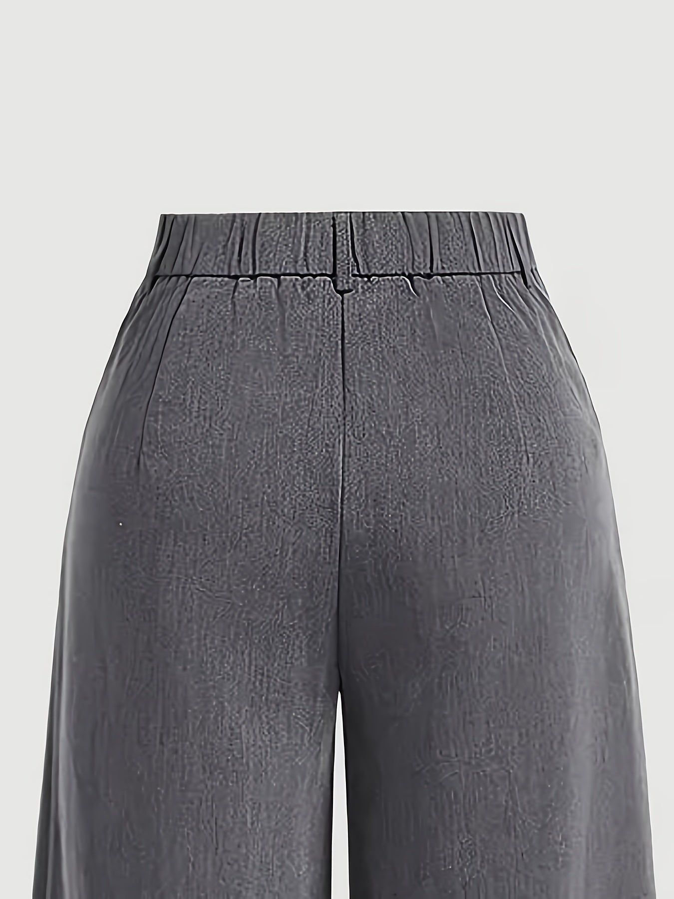 Pantalon Jambe Large – Gris Foncé/Noir, Longueur Totale, Fermeture Zippée, Bureau et Décontracté, Tous Saisons, Tissu Non Extensible