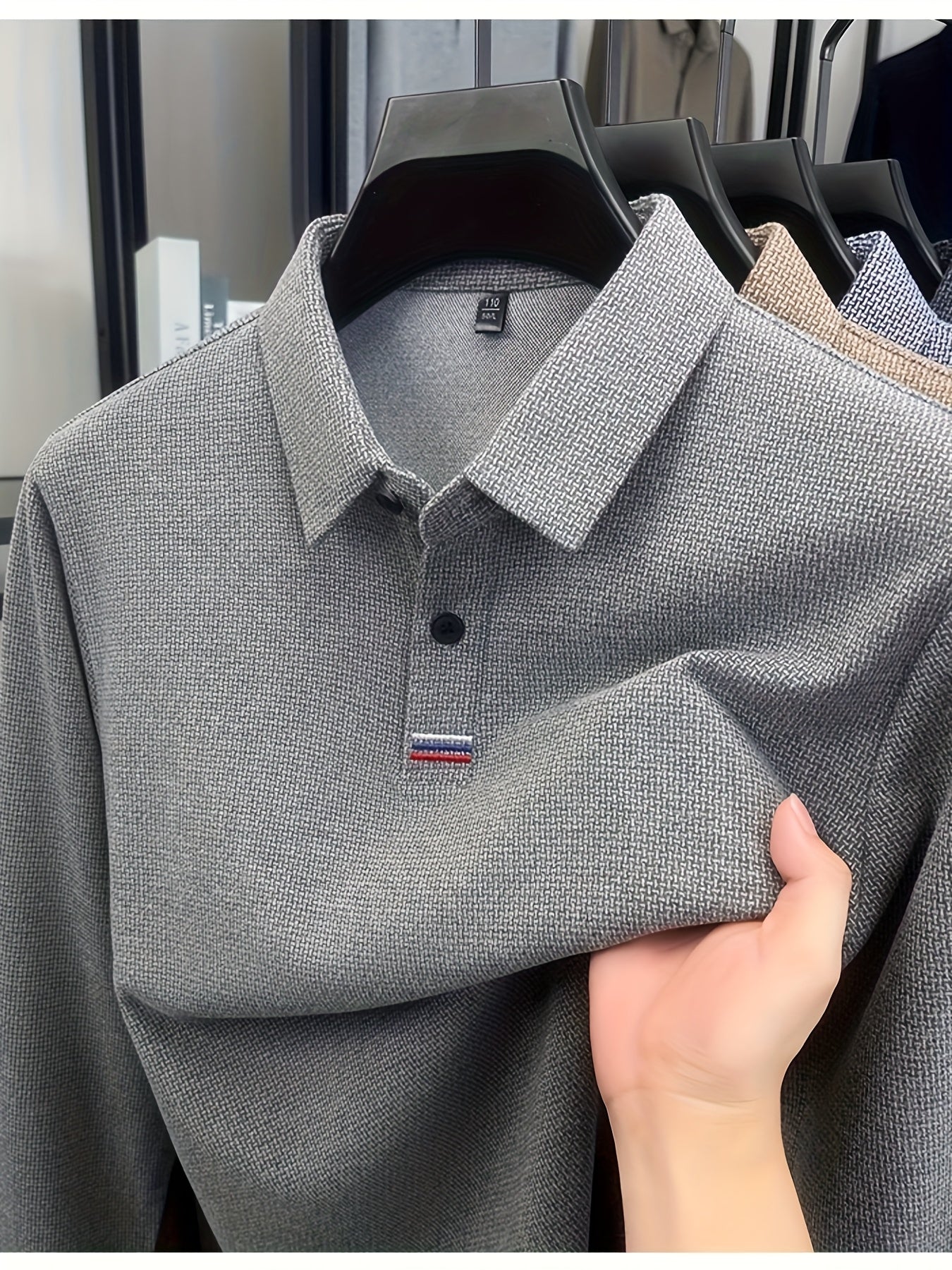 Men's Winter Warm Shirt Solid Color Collar Long Sleeve Button-Front Placket Classic Regular Fit Suitable for Golf, Equestrian & Outdoor Activities - Casual Button- Shirt