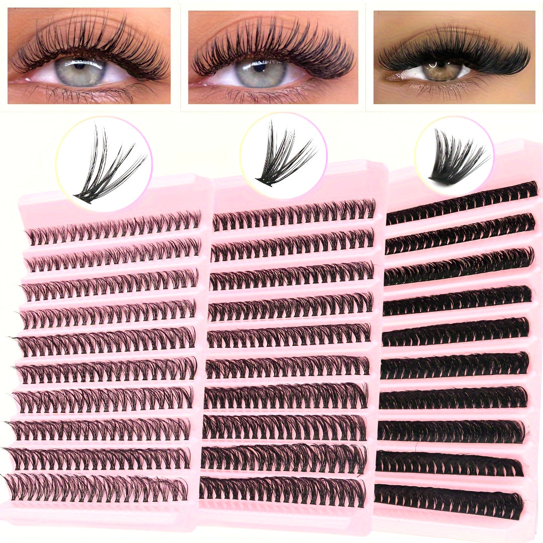 200 Cils en Touffes Naturels – Courbure 3D Russe, Longueurs Mixtes 10-16mm, Épaisseur 0.05mm, Réutilisables, DIY, Courbure D, Idéal Débutants, Multi-Styles, Multi-Pack, Cils Individuels pour Look Naturel ou Anime