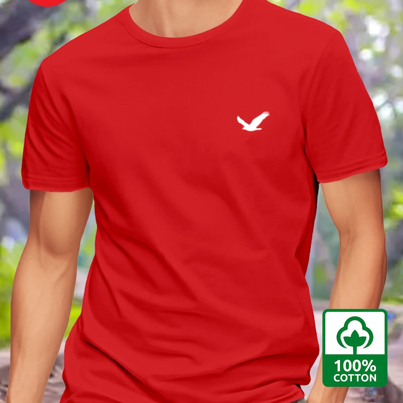 Men'S One Bird Graphic T-Shirt - Bright Pink with Bird Design, Lightweight Breathable Fabric for Everyday & Formal Wear - Minimalist Casual Tee for Office, Outings, Parties - Model T24-T240911-S, Party Attire, Round Neckline