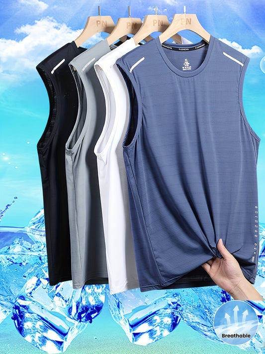 Lot de 4 Débardeurs Homme – Séchage Rapide, Léger et Respirant, Extensible, Idéal Plage, Pêche et Fitness