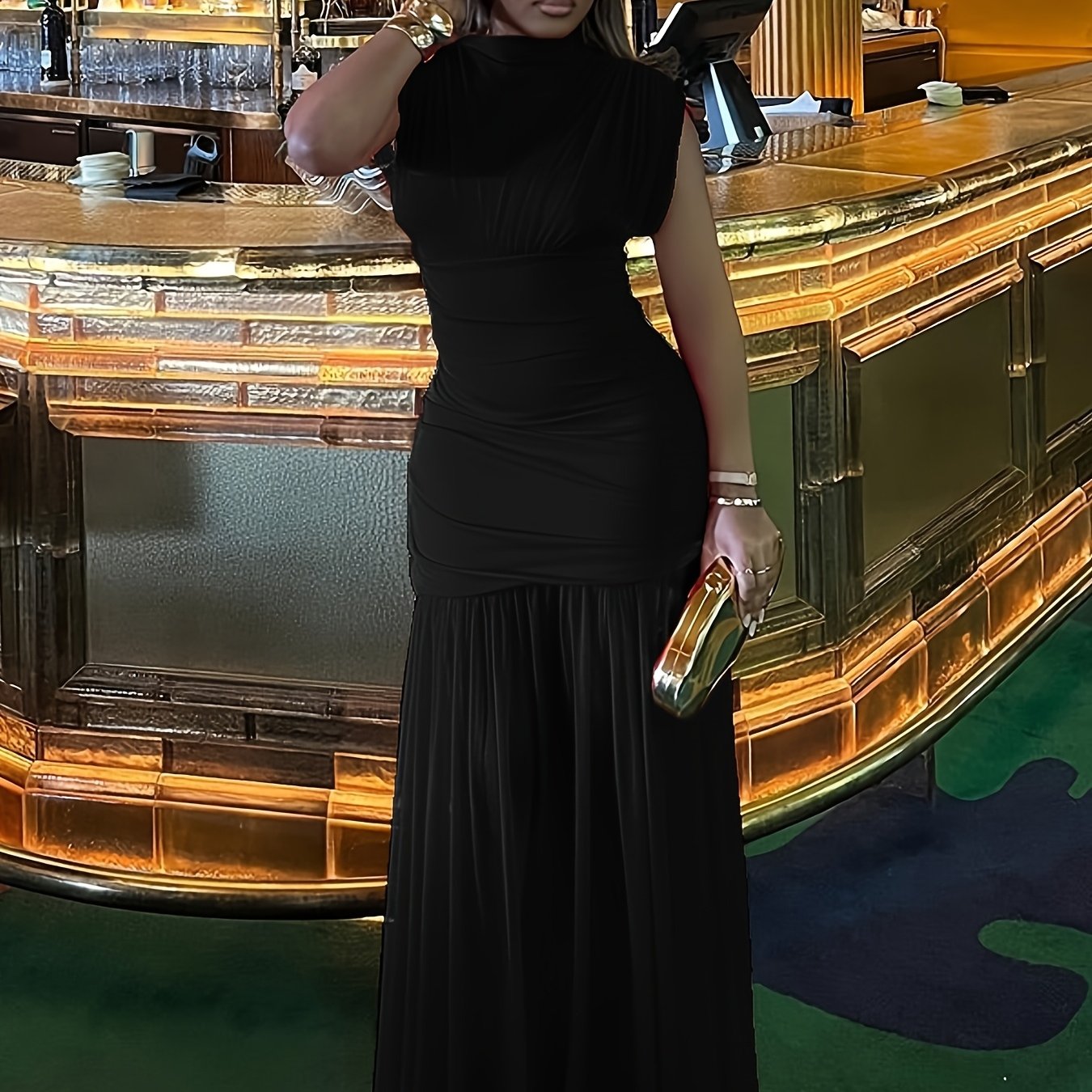 Robe Longue Élégante Femme – Coupe Slim Sans Manches