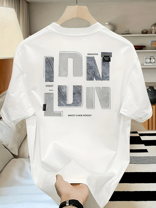 Men's Heavyweight Pure Cotton Oversized T-Shirt - Loose Fit Casual Round Neck Short Sleeve Tee Suitable for Men, Large Size Breathable Casual Attire & Evening Outfits, Year-Round Comfortable Top