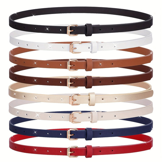 Lot de 4 ceintures brillantes pour femmes – Adaptées pour jeans et robes, design fin avec boucle, boucle dorée