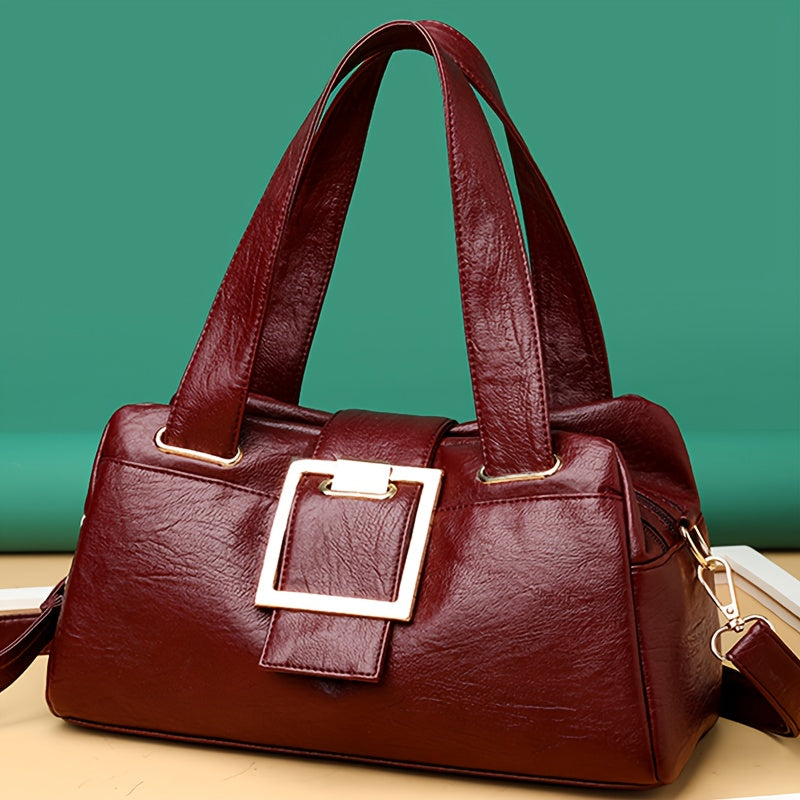 Sac Cabas Femme– Grande Capacité, Sangle Amovible, Ferrures Dorées, Multi-Compartiments avec Fermeture Zippée, Design Structuré Carré, Idéal Travail, Shopping et Voyage