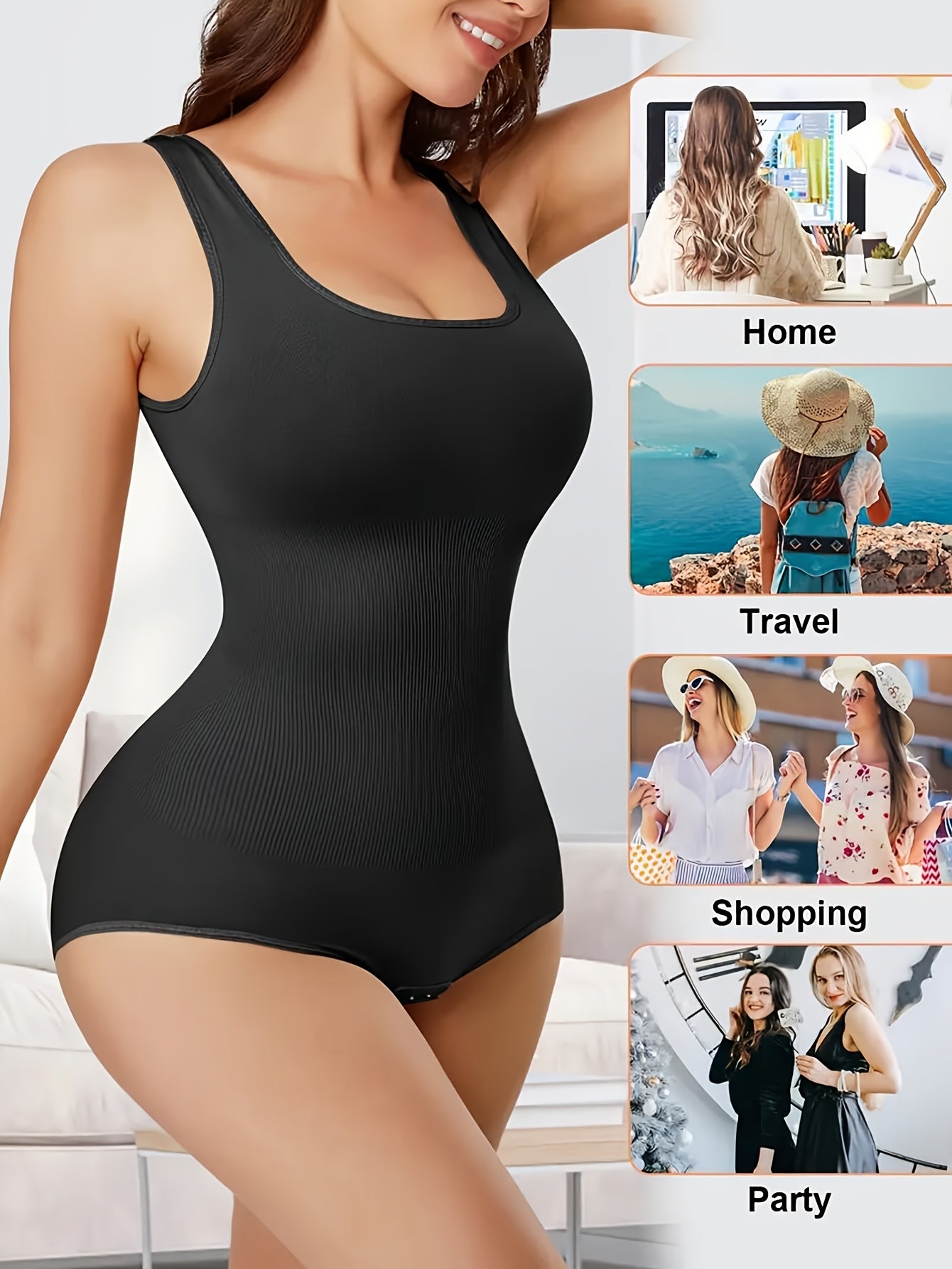 Body sculptant taille haute pour femme, contrôle du ventre, sans couture en nylon respirant, fermeture à 3 crochets pratique pour les toilettes, bretelles réglables, soulagement de pression, poitrine entièrement couverte