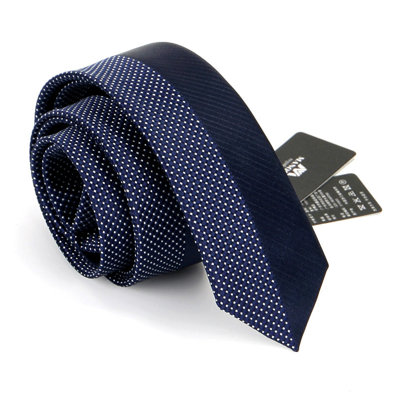 Cravate Homme Slim 5,99 cm – Bleu Marine à Pois Blancs, Élégante pour Bureau et Mariage
