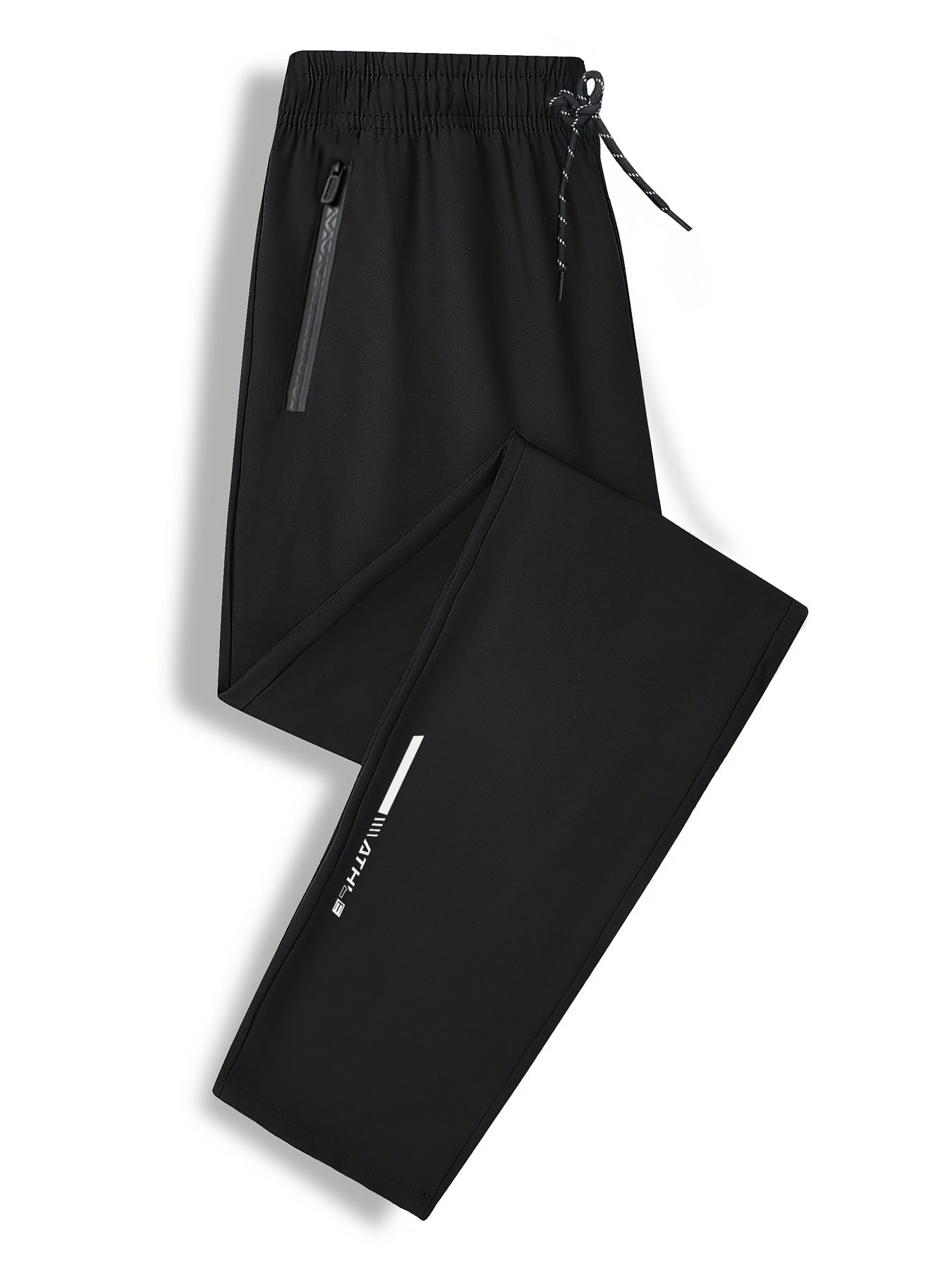 3pcs Joggers Homme Grande Taille – Relaxed Fit, Poches Zippées, Imprimé, Bleu Marine & Noir, Printemps/Automne