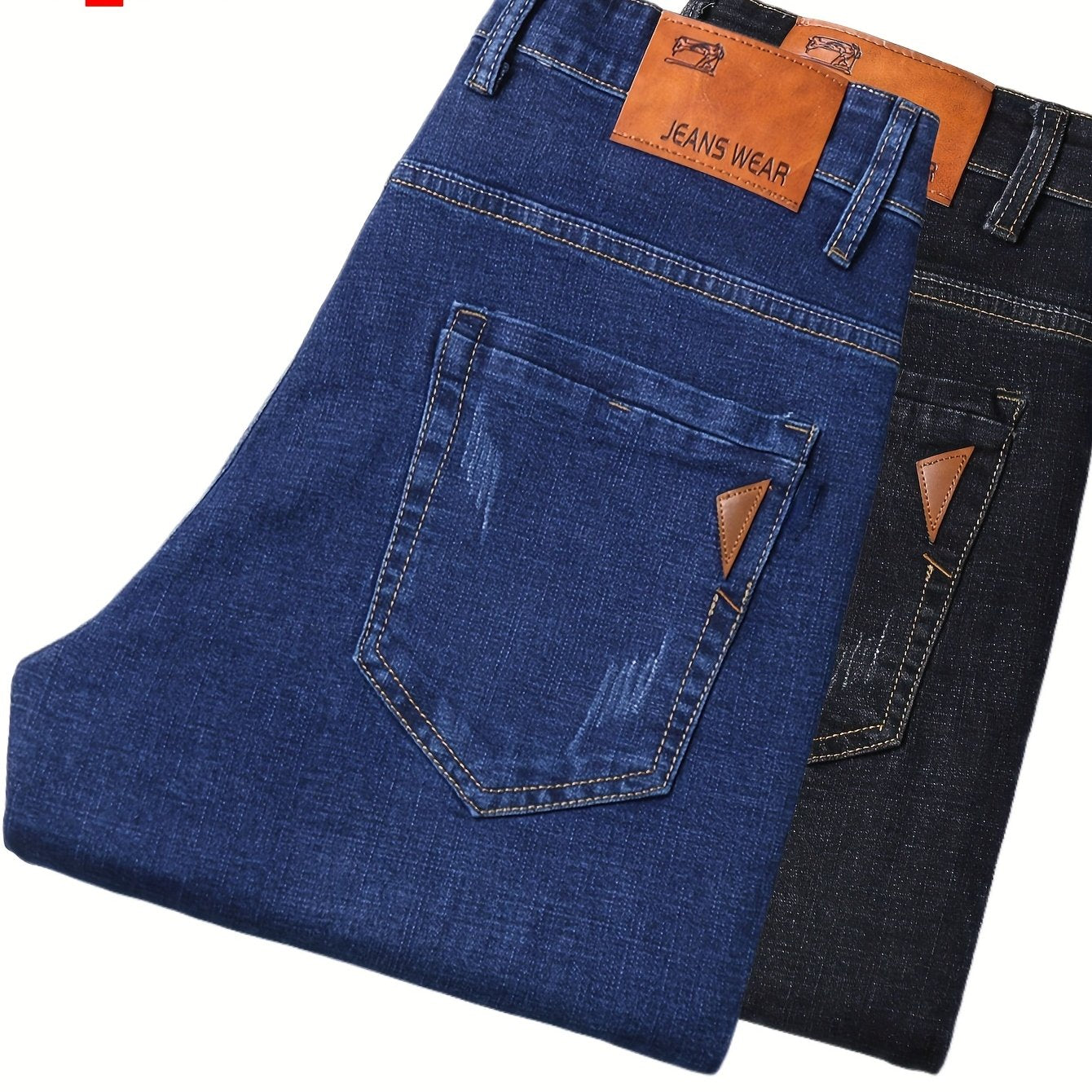 2pcs/1pc Pantalons Homme Slim Fit – Faux Denim, Stretch, Jambe Droite, Business Casual, Tout Saison