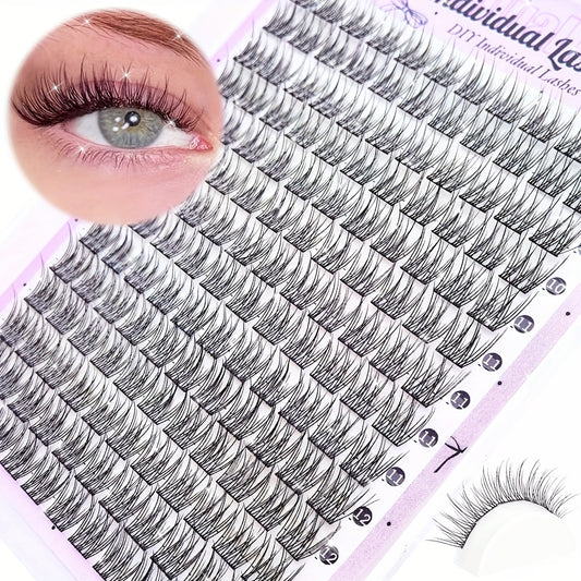 10 Rangées de Cils Individuels Naturels / 154 Paquets – Cils Wispy en Extensions DIY, 10-12 mm, Style Manga, Queue de Poisson, C Curl, Débutant-Friendly, Réutilisables