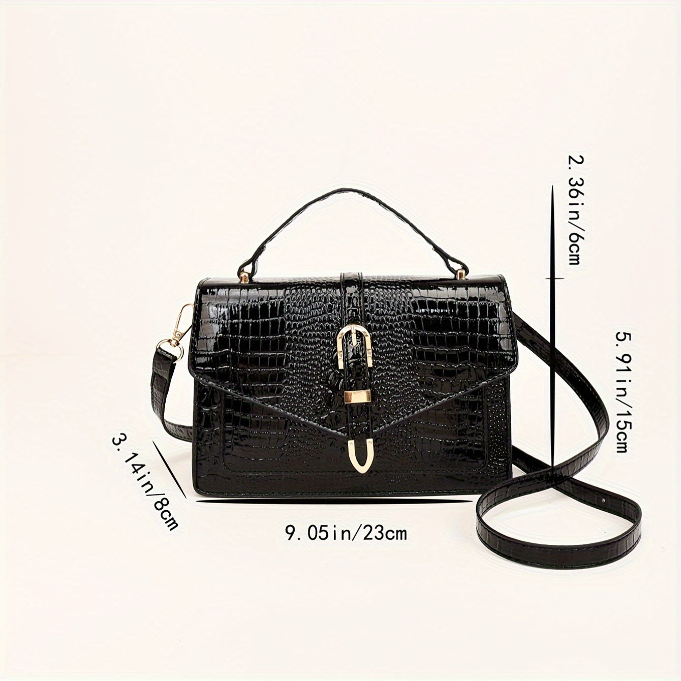 Sac Bandoulière– Léger, Couleur Unie, Fermeture Magnétique, Bandoulière Amovible