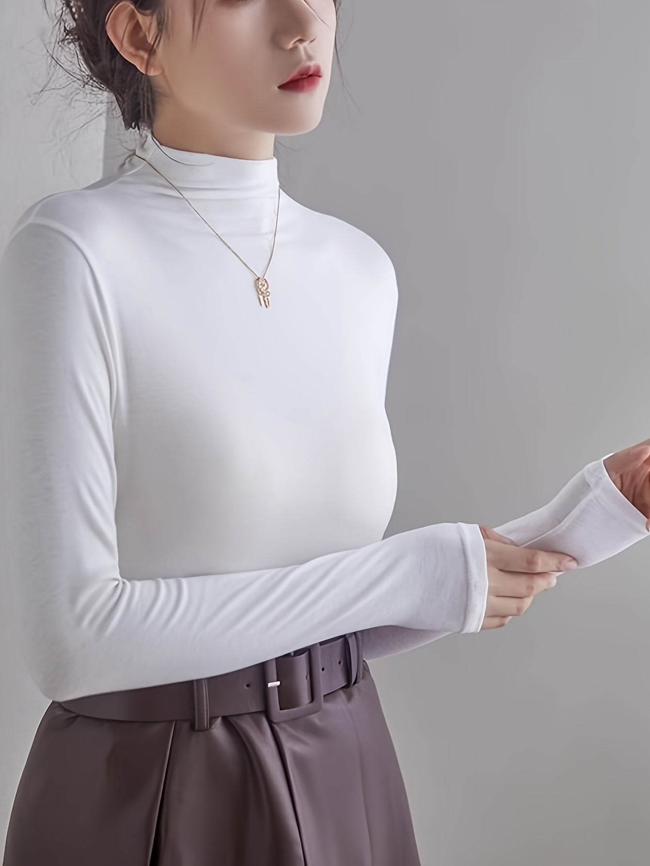 Lot de 3 sous-vêtements thermiques slim, manches longues, col montant, pour femmes, automne et hiver