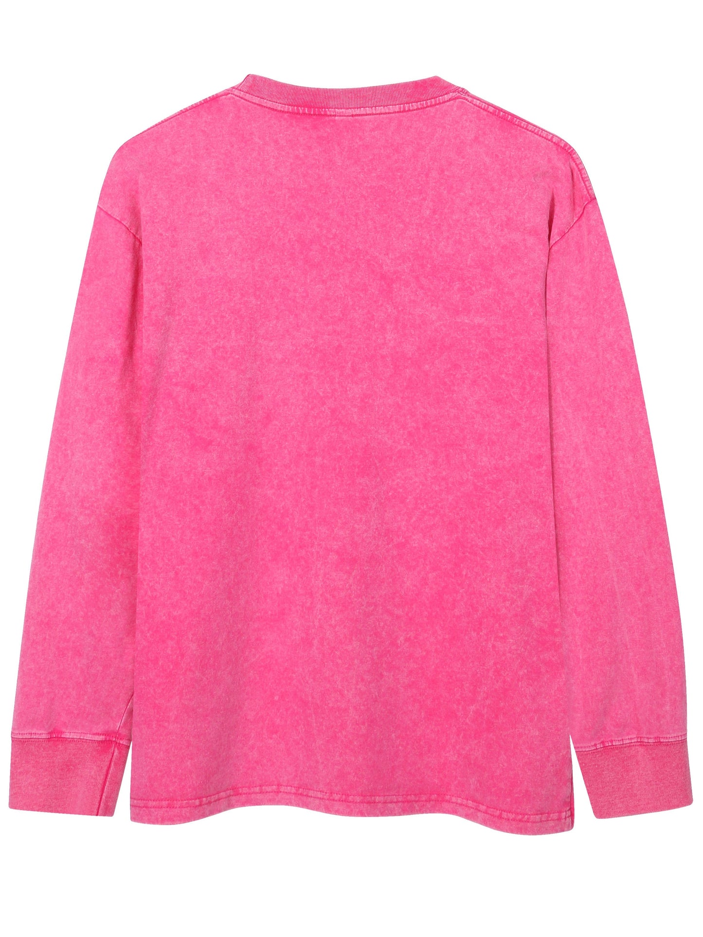 Lot de 3 t-shirts unisexes printemps/automne/hiver – manches longues, col rond côtelé, 240 g, coton pur lourd, style vintage usé délavé, tendance pour couples, nouveau