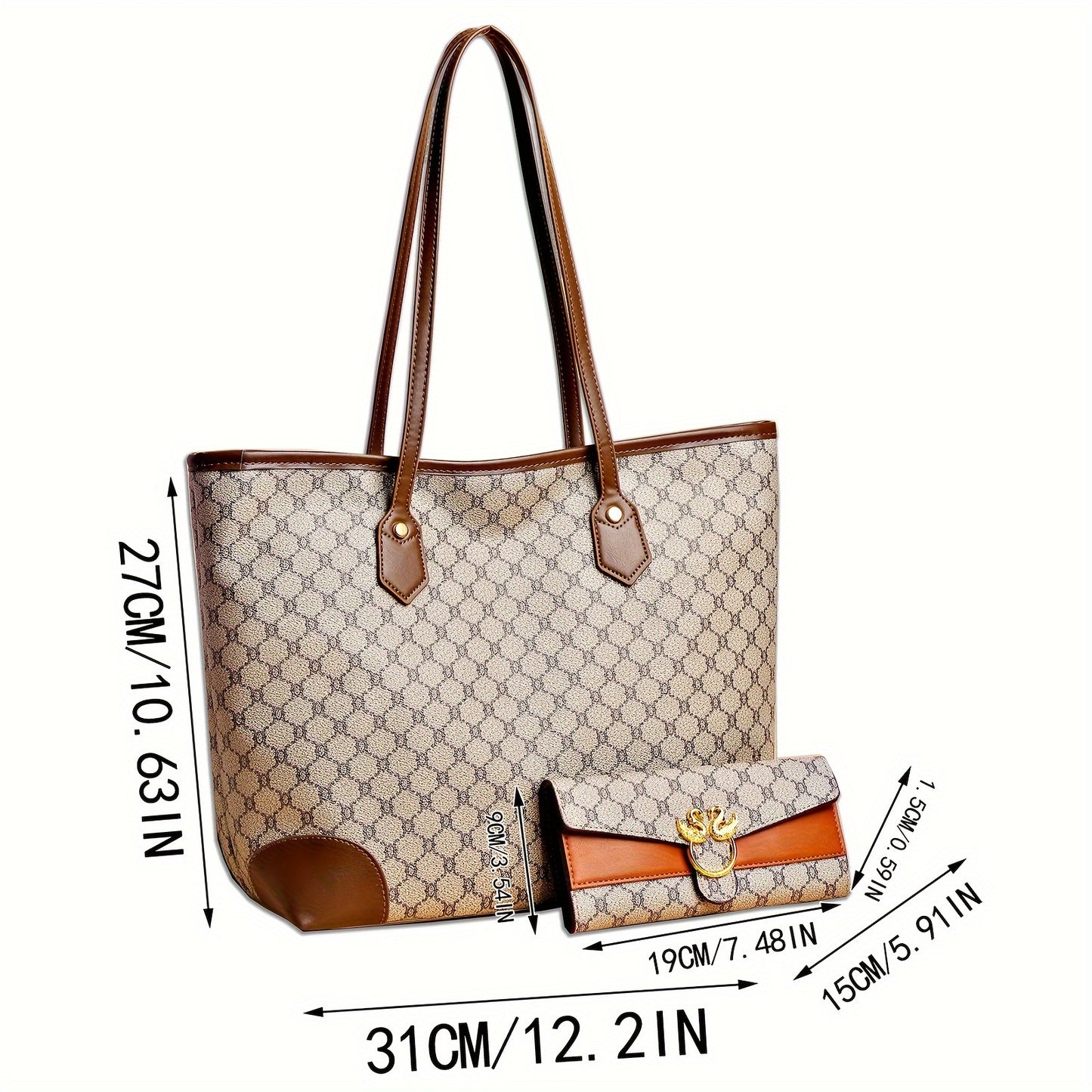 Sac fourre-tout élégant grande capacité avec portefeuille – ensemble pour femmes mûres