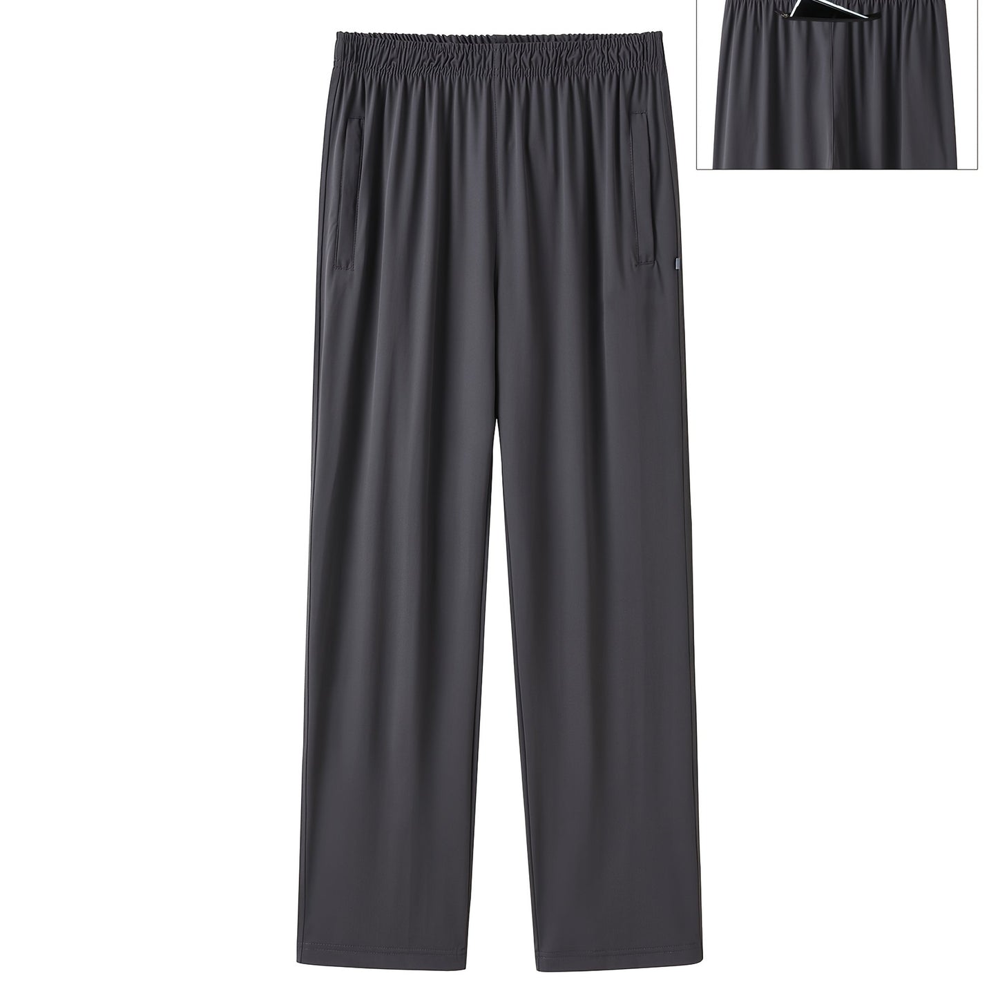 Pantalons Sport Homme Grande Taille – Jambe Droite, Polyester Stretch, Cordon Élastique, Tout Saison