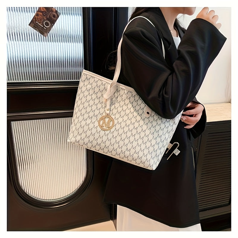 Sac Cabas et Bandoulière Femme Fait Main – Grande Capacité, Élégant, Couleurs : Rose / Marron, Quincaillerie Dorée et Fermeture Éclair