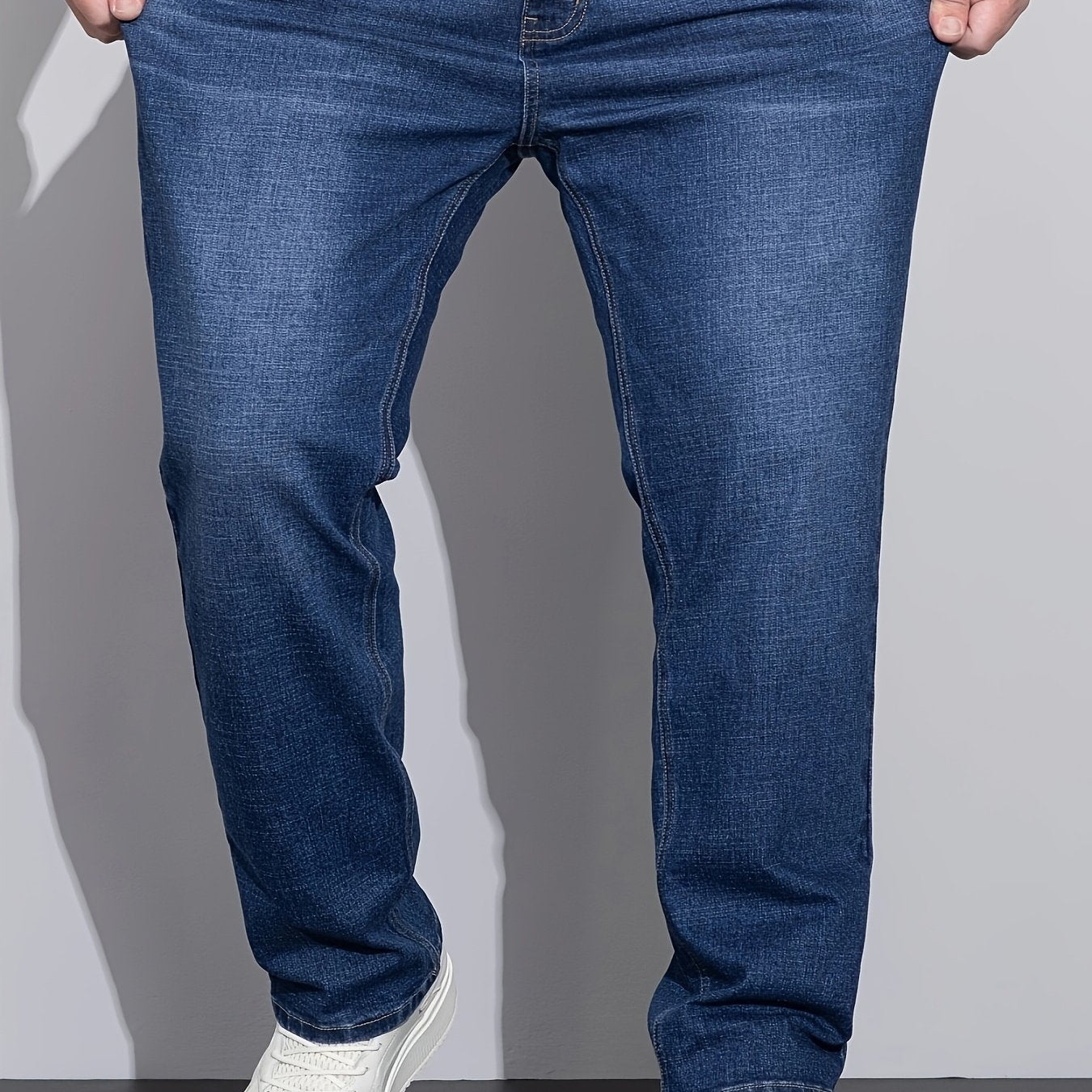 Jeans business pour homme – extensible et opaque, coupe classique, toutes saisons, formel et décontracté pour bureau et réunions, lavable en machine, style denim usé, confortable, grande taille