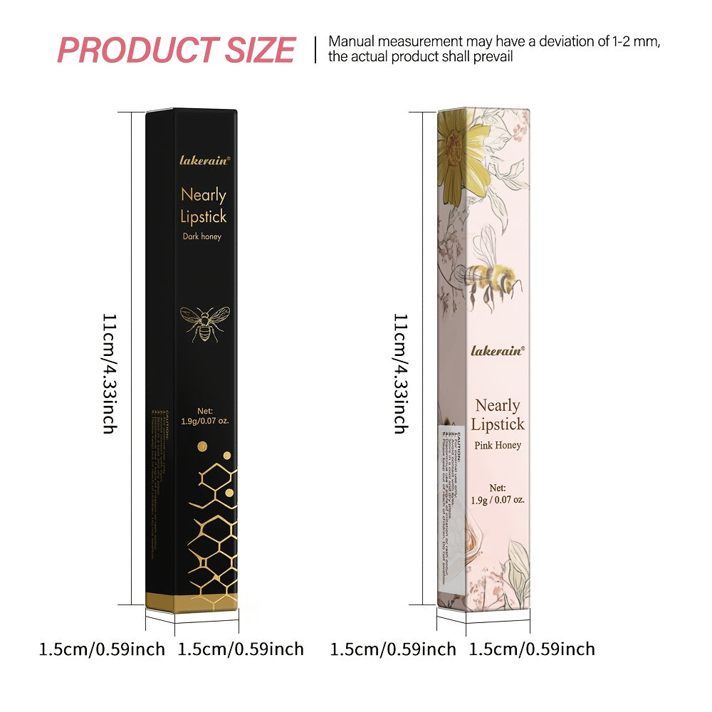 2pcs Lakerain Almost Lipstick | Black Honey + Pink Tinted Lip Balm, Nourishing & Moisturizing, Texture, Winter Lip Care
