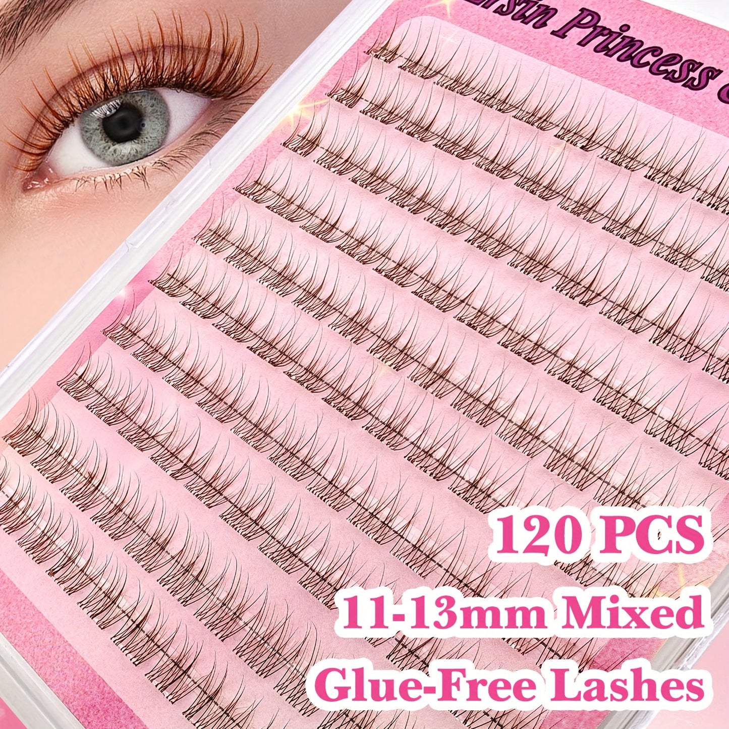 120 pcs Paquets de Cils Auto-Adhésifs — Sans Colle, Couleurs Marron Pré-Mélangées (Clair à Foncé), Volume Naturel et Cils Bouclés, Idéal pour Usage Quotidien, Anime, Cosplay, Voyage, Débutants, Extensions de Cils DIY, Maquillage Anime, Cils Wispy