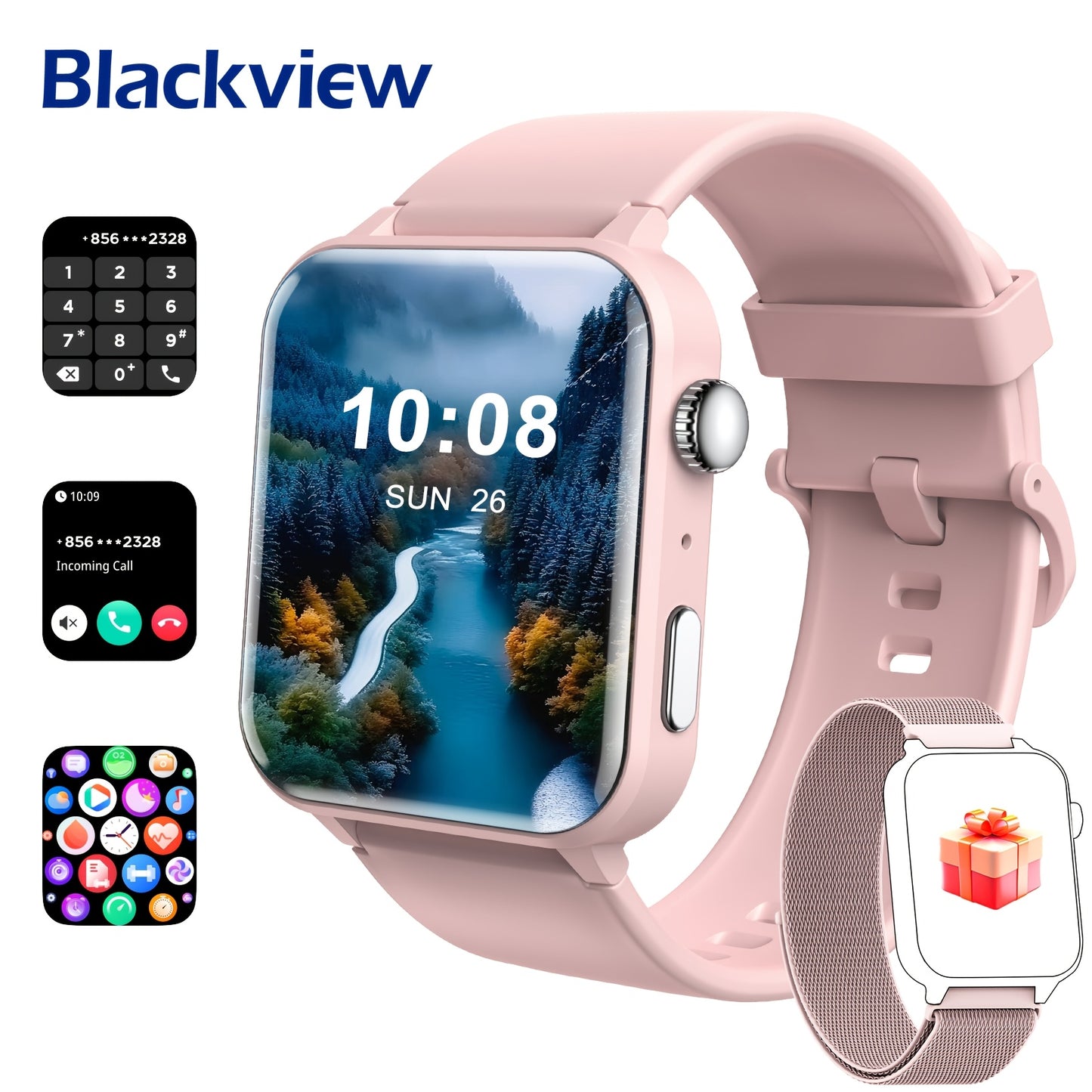 Montre Connectée Homme et Femme – Appels, Réception, Numérotation, Assistant Vocal IA, Écran 4,65 cm, Suivi Sportif et Fitness avec Podomètre, Calories, Distance, Idéal Cadeau Saint-Valentin ou Anniversaire