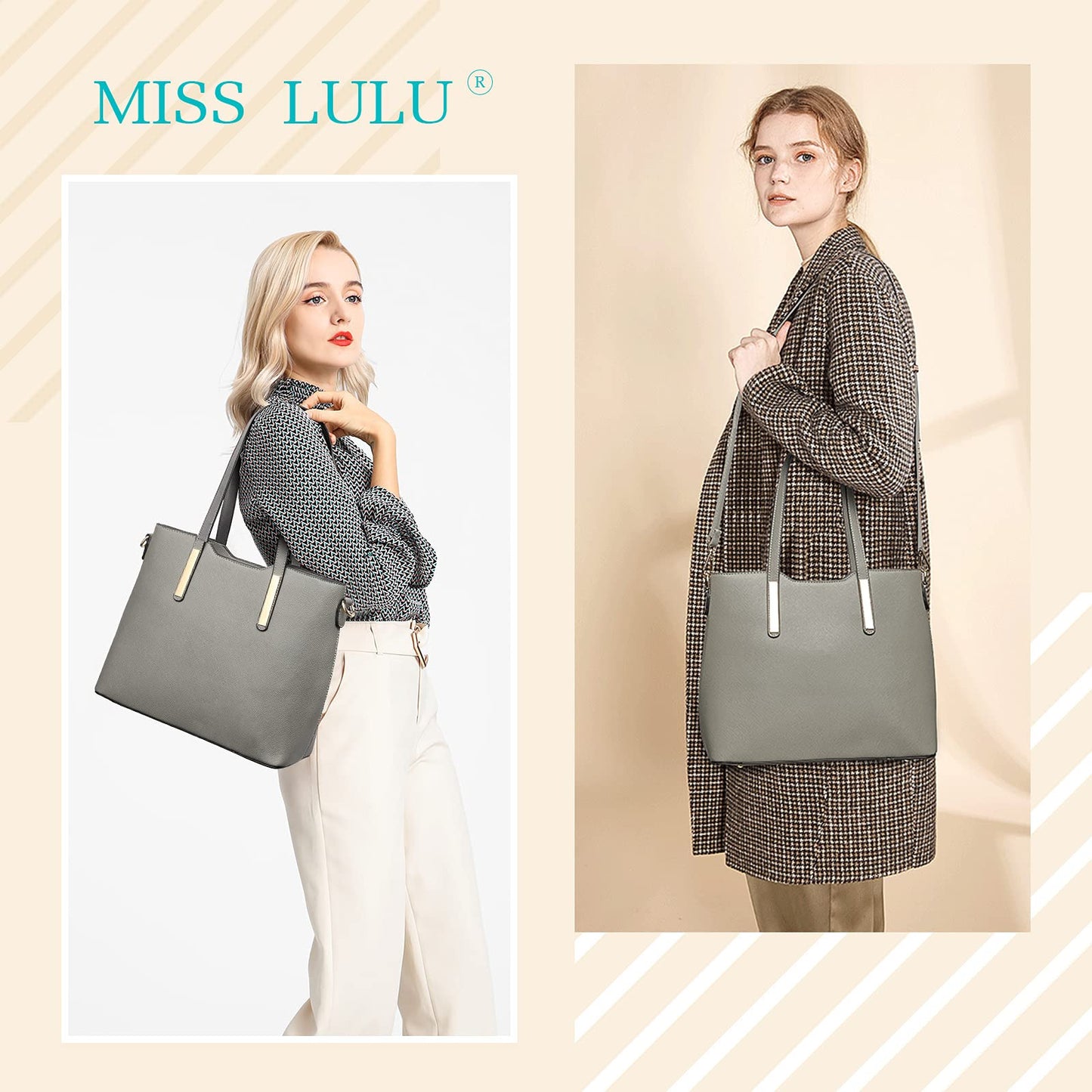 Set de 3 Sacs Cabas Misslulu en Cuir PU – Sac à Main, Sac à Épaule et Sac d’École pour Femmes