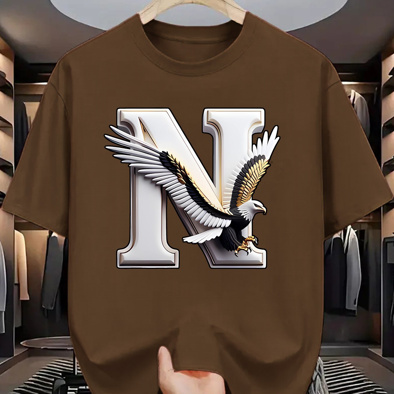 Summer Men'S Fashion Short-Sleeve T-Shirt with Letter Pattern Print