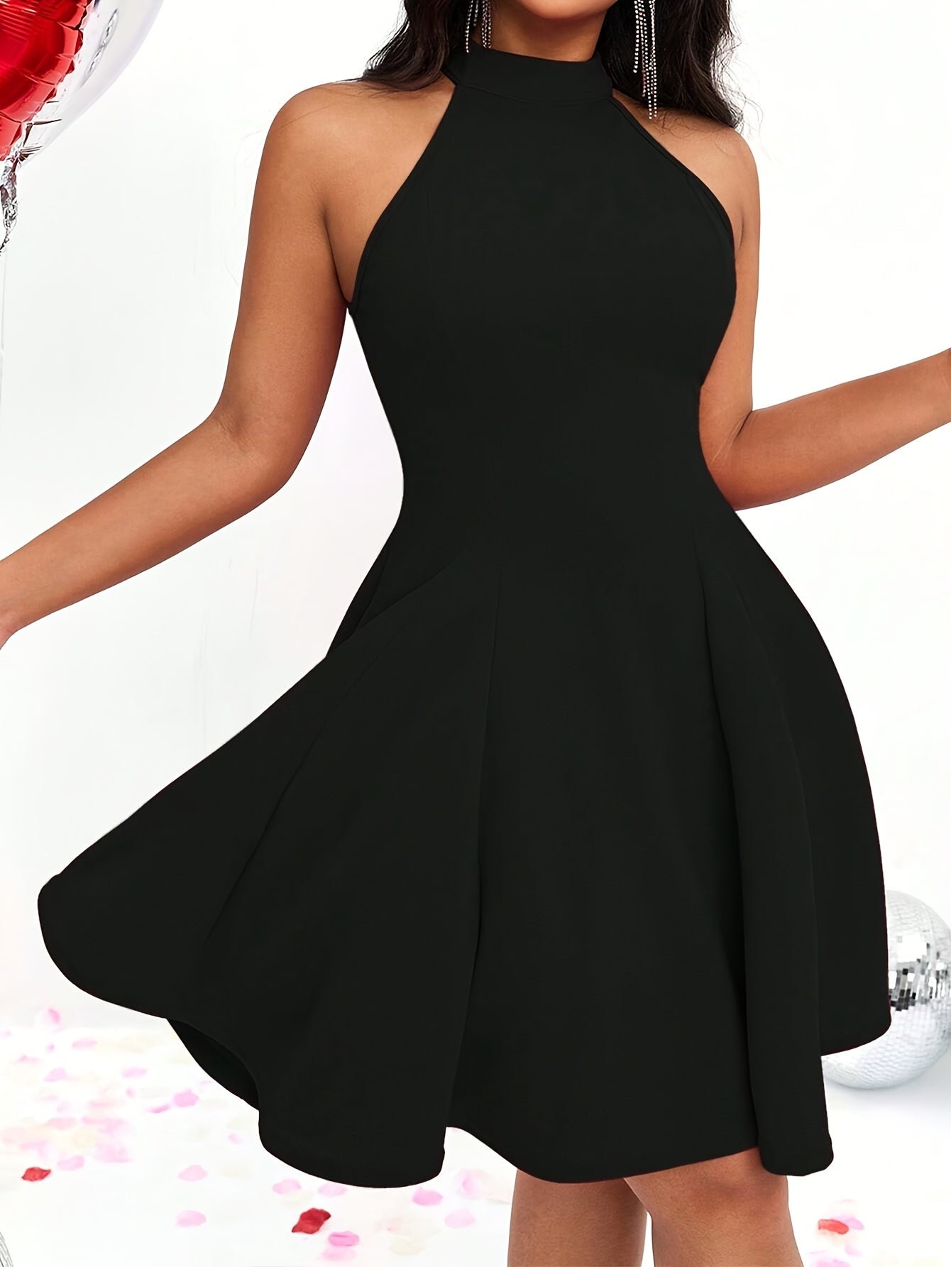 Robe péplum élégante pour femme, dos nu, sans manches, noire, robe de soirée d'été à ourlet volanté, idéale pour les événements formels | Robe à ourlet volanté | Dos nu