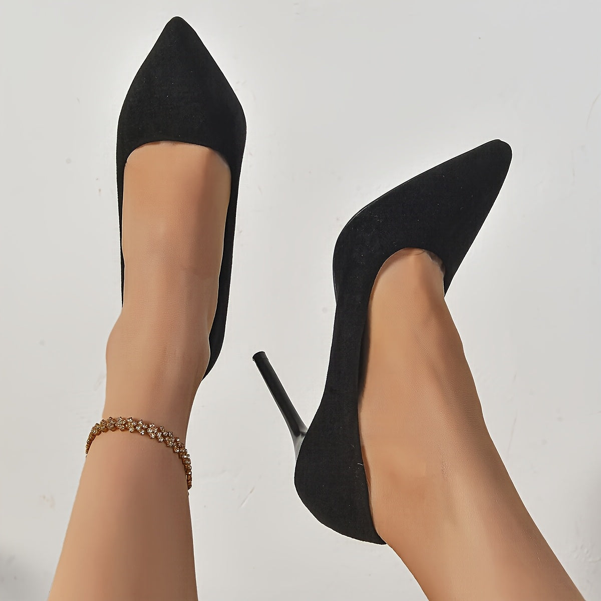 Escarpins  Élégants Femme – Couleur Unie, Bout Pointu, Dessus en Tissu, Doublure Polyuréthane, Semelle TPR, Talon Ultra-Haut, Idéal Bureau et Tenue Fashion, Saison Printemps