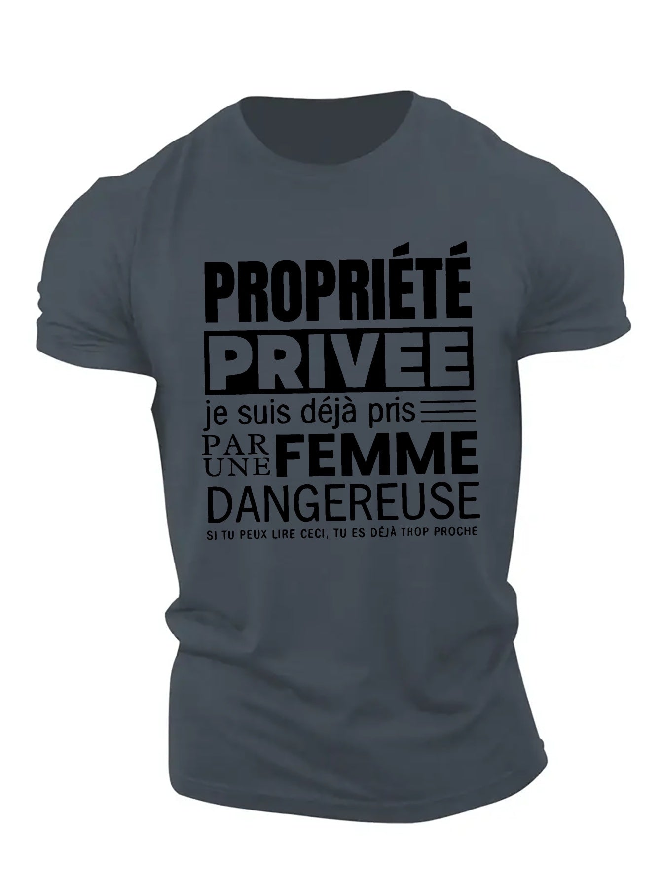 Men'S Humorous French Quote T-Shirt - "Property Rights Are Desired" Graphic Tee, Casual Crew Neck, Lightweight Polyester, Summer Wear, White with Black Text, Casual Summer Wear | Crew Neck Tee | Geometric Pattern Shirt, Funny