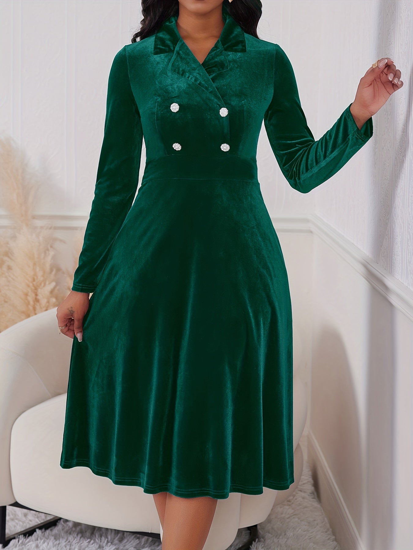 Ensemble Robe Femme Élégant Velours Bourgogne – Coupe Slim A-Line, Col et Boutonnage à l’Avant, Manches Longues, Pantalon Mi-Long, Idéal pour Mariages, Affaires et Événements Formels, Lavable en Machine (Pas de Nettoyage à Sec)