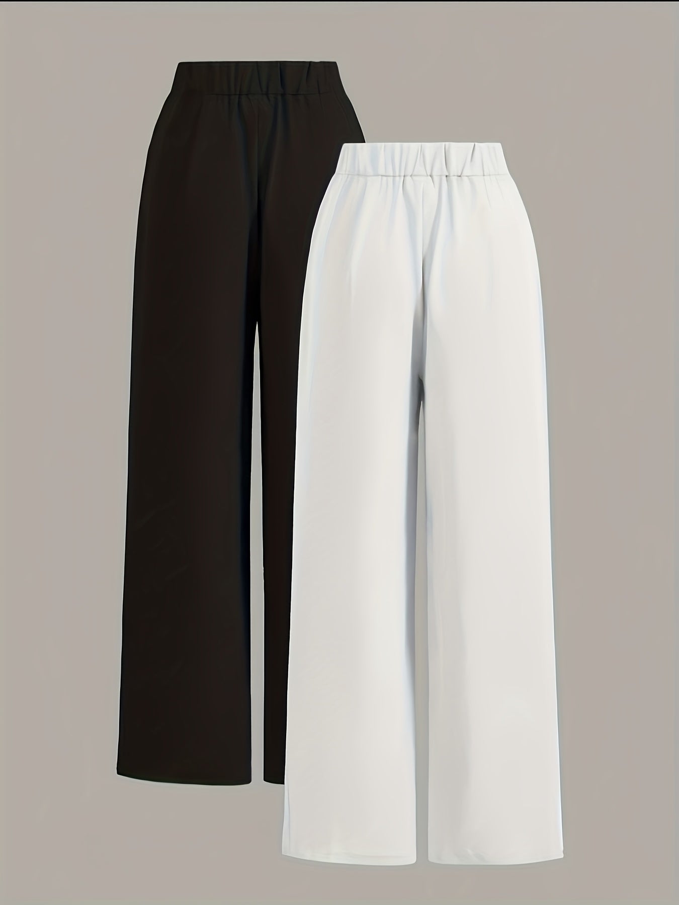 Ensemble de 3 pièces : Pantalon large taille haute, double bouton, décontracté, confortable, lavable en machine, nettoyage à sec, polyvalent