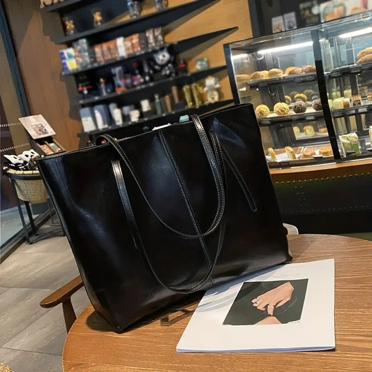 Sac Cabas Femme en Cuir Véritable – Sac à Main Grande Capacité avec Fermeture Éclair, Sac Vintage Élégant pour le Travail, Usage Formel et Quotidien – Disponible en Rouge, Marron Café, Bleu – Cuir Huilé Durable, Professionnel