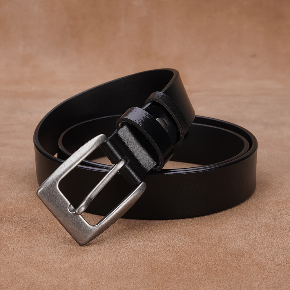 Ceinture en cuir véritable pour femmes – Bande de taille simple et polyvalente avec fermeture bouton vintage