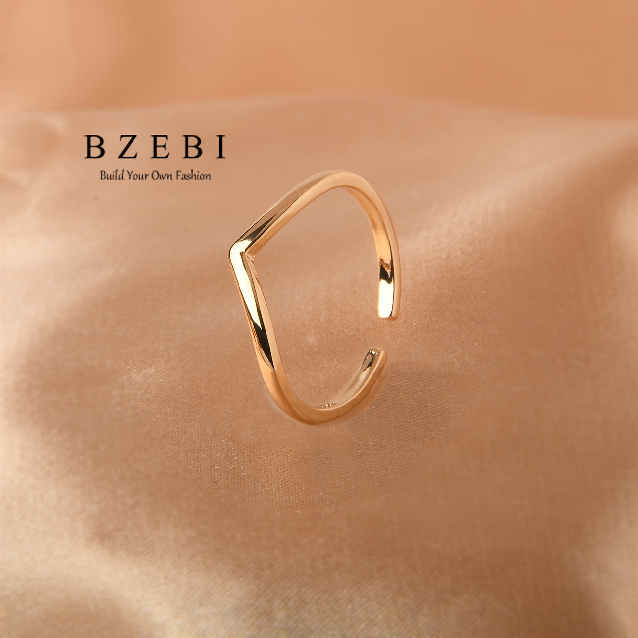 18K Gold Plated 2pcs V-Shaped Ring Jewelry Set, Fashionable Elegant Minimalist Adjustable Women's Birthday Christmas Mother's Day Valentine's Day Gift with Gift Box 726r+727r