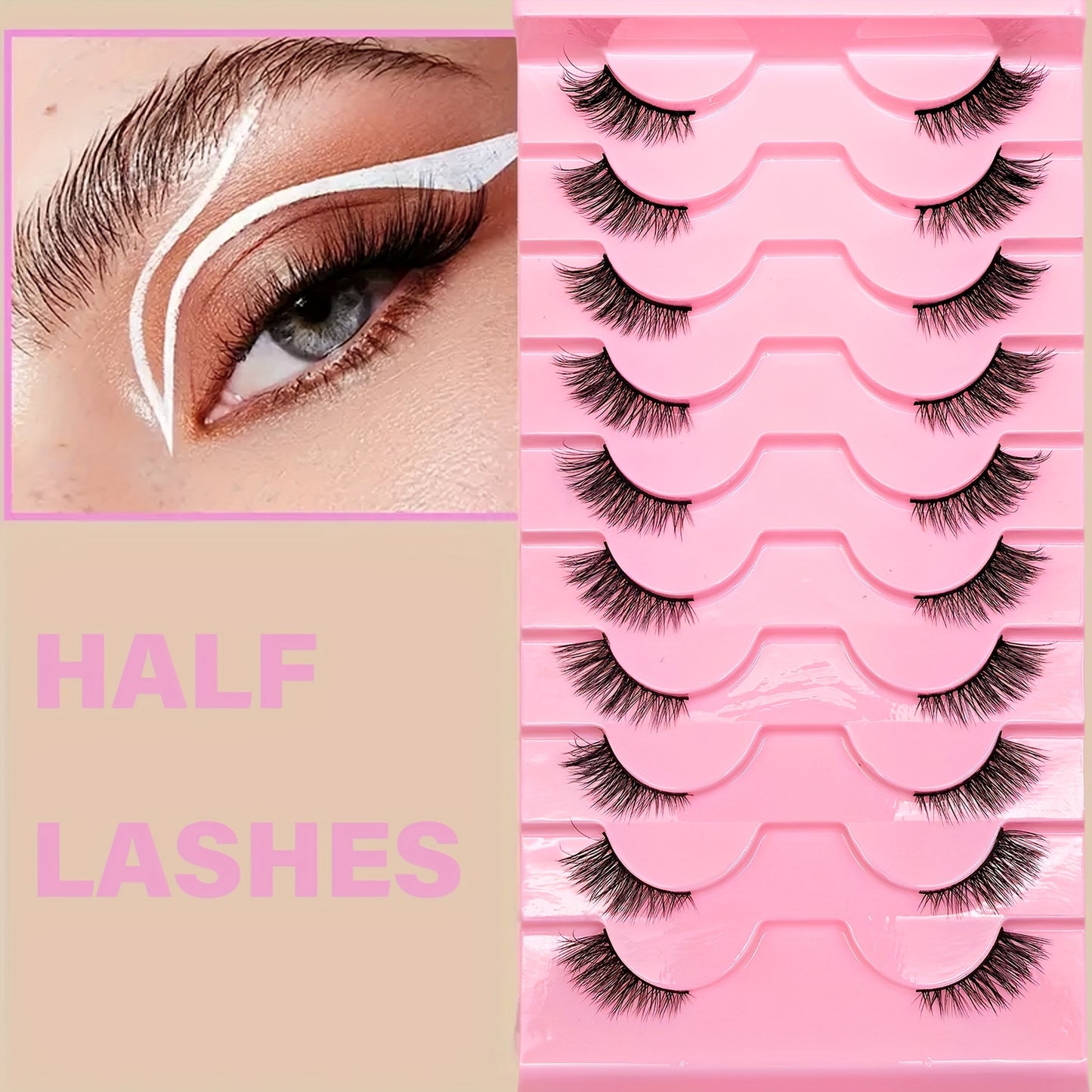 10 Paires de Demi-Cils – 5-10 mm, Cils d’Angle Wispy, Demi-Cils Naturels, Réutilisables, Faciles à Poser, Parfaits pour Toutes Occasions