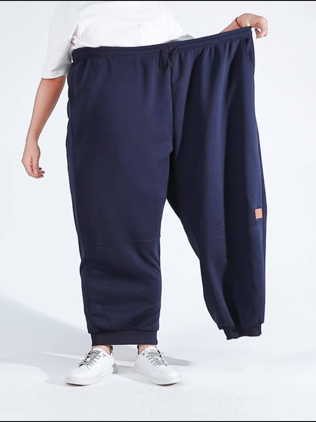 Joggers thermiques grande taille pour homme 4XL–8XL – coupe très ample, doublure effet polaire, taille à cordon, idéal hiver, sport et tenue décontractée (bleu marine)