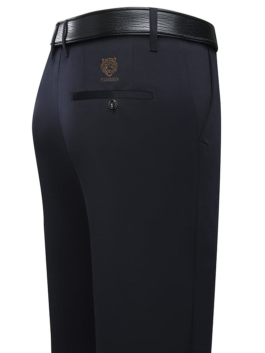 4pcs Pantalons Homme Business Léger – Jambe Droite, Tout Saison, Anti-Rides, Blanc/Noir/Gris/Bleu Marine